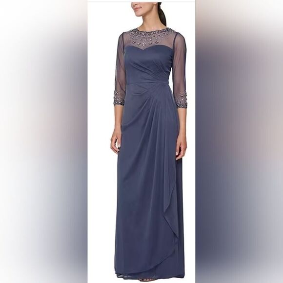 Alex Evenings Women's Embellished Chiffon Gown NWT size 12 Violet/purple - Picture 1 of 8